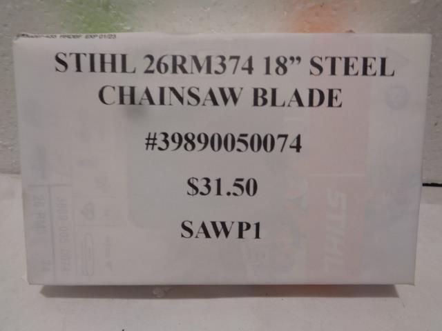 STIHL 26RM374 18" STEEL CHAINSAW BLADE 39890050074 R22T5