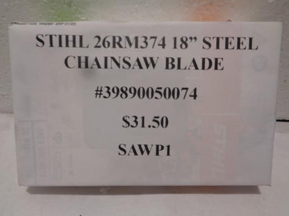 STIHL 26RM374 18" STEEL CHAINSAW BLADE 39890050074 R22T5