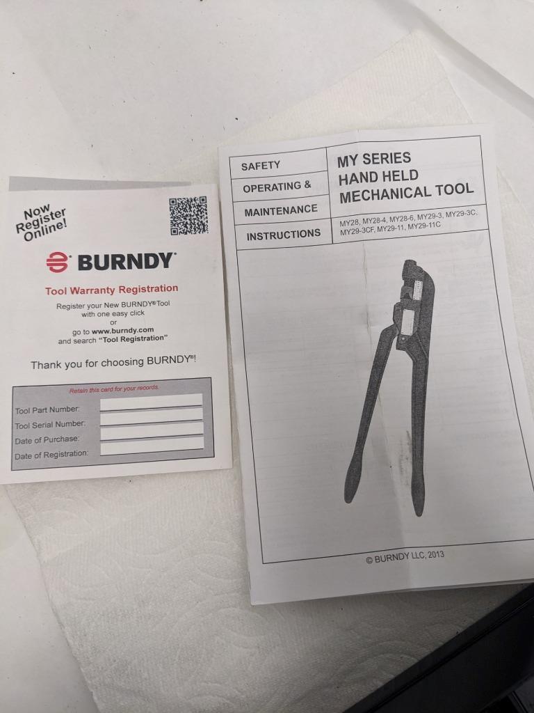 BURNDY MY29 UNIVERSAL KIT WITH HYTOOL MY29-11 DIELESS CRIMPER NEW R28