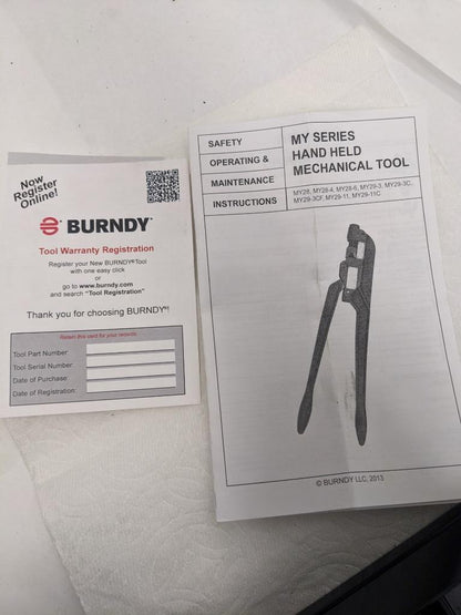 BURNDY MY29 UNIVERSAL KIT WITH HYTOOL MY29-11 DIELESS CRIMPER NEW R28
