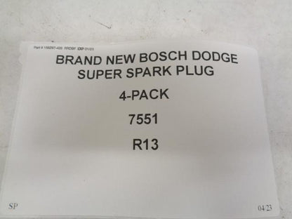BRAND NEW BOSCH DODGE SUPER SPARK PLUG 4-PACK 7551 R13T3