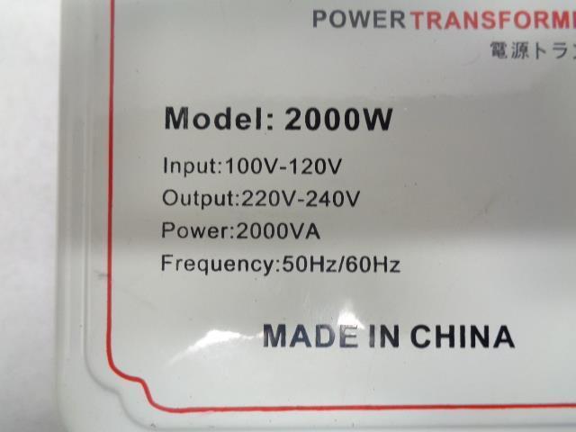 2000W POWER TRANSFORMER 110V TO 220V NEW R4