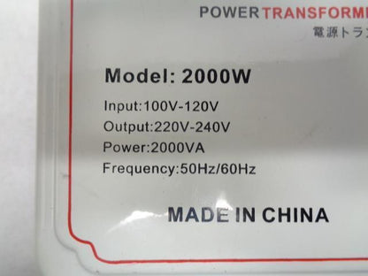 2000W POWER TRANSFORMER 110V TO 220V NEW R4