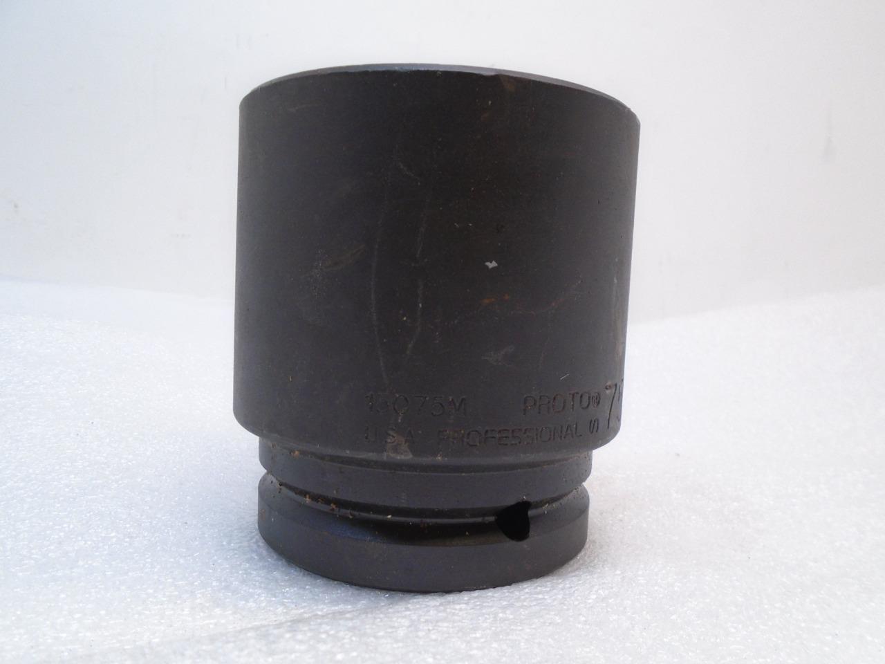 NEW STANLEY PROTO 15075M 1-1/2 IN. DR. IMPACT SOCKET 75MM. 6 PT. R22