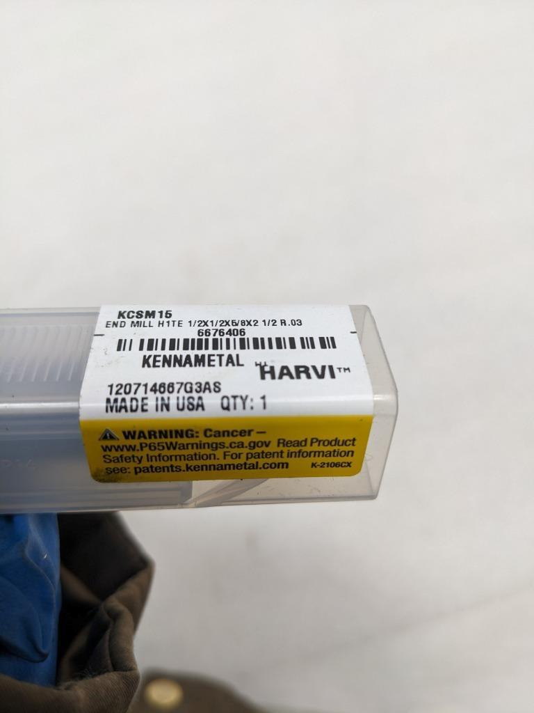 KENNMETAL HARVI 6676406 1/2" X 1/2" X 5/8" X 2 1/2" SOLID CARBIDE ENDMILL  R6TA