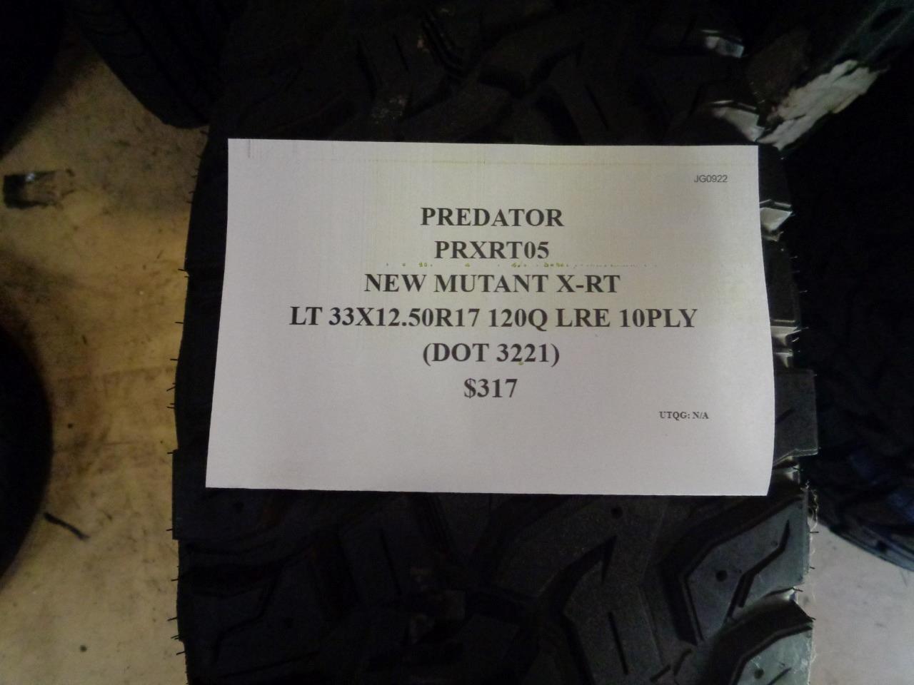 PREDATOR NEW MUTANT X-RT LT 33 12.5 17 120Q LRE 10PLY TIRE PRXRT05 SU16