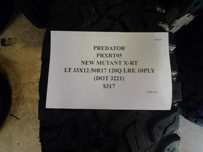 PREDATOR NEW MUTANT X-RT LT 33 12.5 17 120Q LRE 10PLY TIRE PRXRT05 SU16