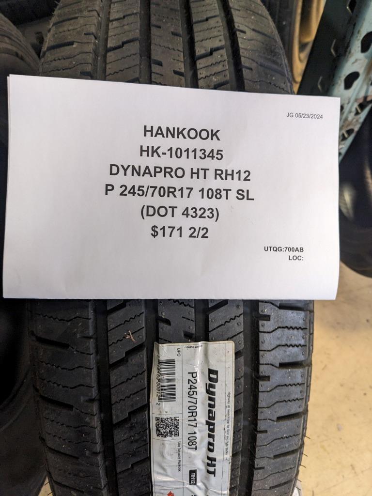 2 HANKOOK DYNAPRO HT RH12 P 245 70 17 108T SL TIRES  1011345 CQ2