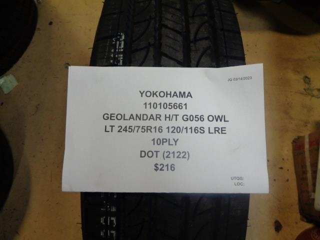 1 YOKOHAMA GEOLANDAR HT G056 OWL LT 245 75 16 120/116S LRE 110105661 TIRE BQ1