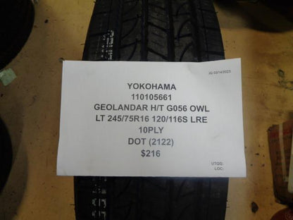 1 YOKOHAMA GEOLANDAR HT G056 OWL LT 245 75 16 120/116S LRE 110105661 TIRE BQ1
