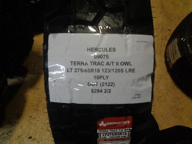 2 HERCULES TERRA TRAC A/T II OWL LT 275 65 18 123/120S LRE 10PLY TIRES 09075 SU7
