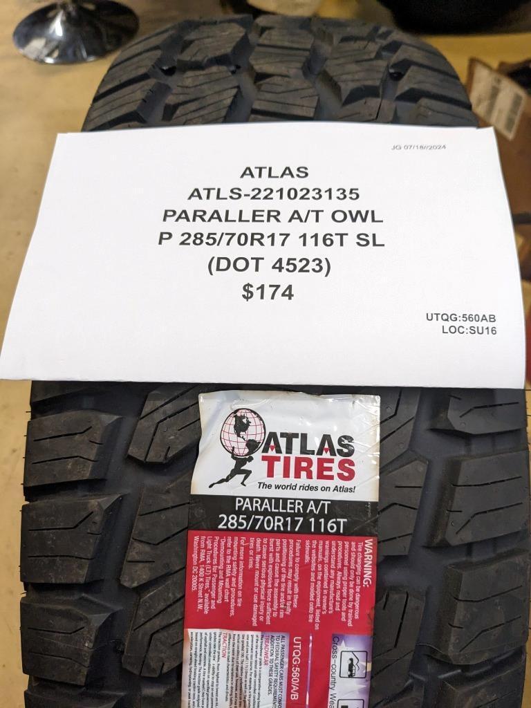 ATLAS PARALLER A/T OWL LT285 70 17 116T SL ALL TERRAIN TIRE CQ3