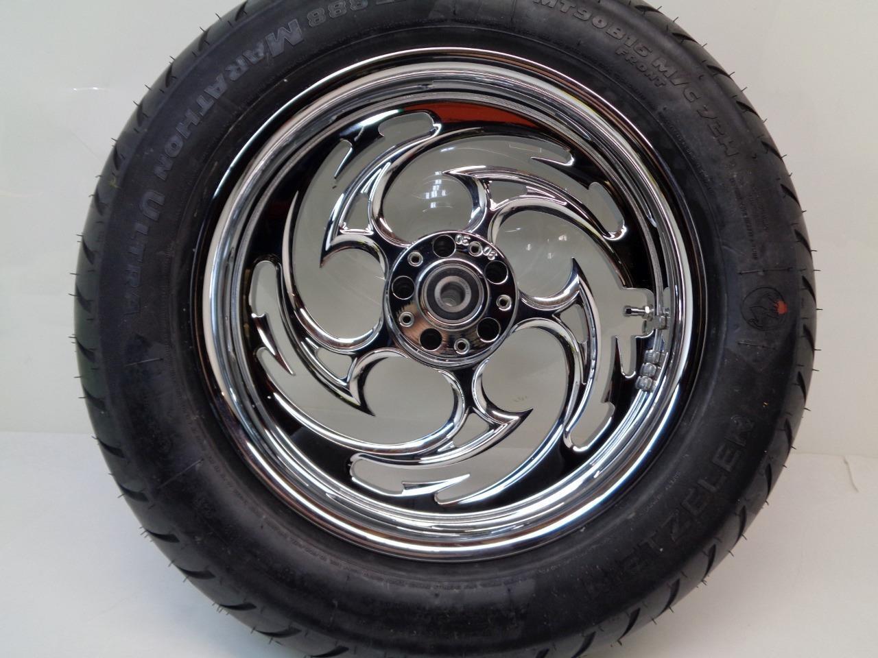 RC COMPONENTS CHROME SAVAGE 16" FRONT WHEEL w/ METZELER ME88 ULTRA MT90B16 72H