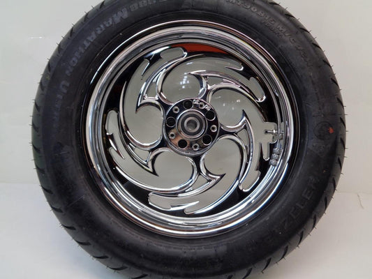 RC COMPONENTS CHROME SAVAGE 16" FRONT WHEEL w/ METZELER ME88 ULTRA MT90B16 72H