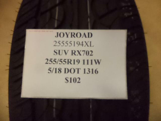 2 NEW OLD STOCK JOYROAD SUV RX702 TIRES 255 55 19 111W 25555194XL SU16