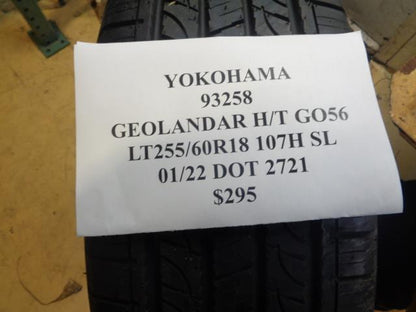 1 New Tire YOKOHAMA Geolandar HT GO56 LT 255 60 18 107H SL 93258 BQ2