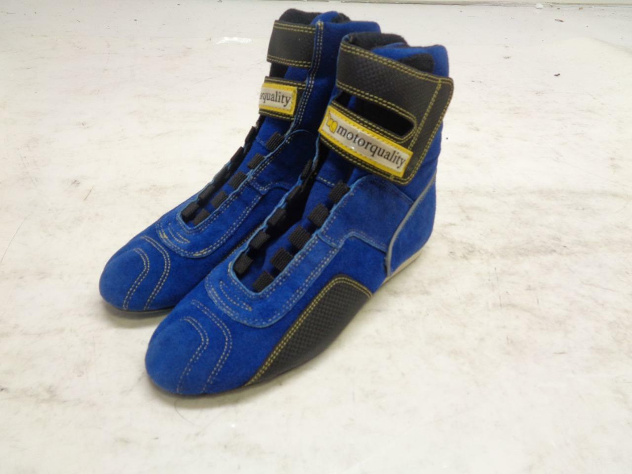 1 PAIR NEW MOTOR QUALITY RACING SHOES ROYAL BLUE SIZE 9-9.5(42) MISSING LACES SR