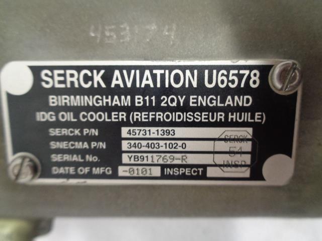 SERCK AVIATION U6578 IDG OIL COOLER 4571-1393 NEW R11
