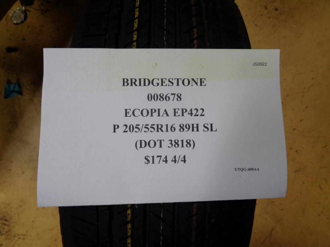 1 BRIDGESTONE ECOPIA EP422 P 205 55 16 89H SL ALL SEASON TIRE 008678 CQ1