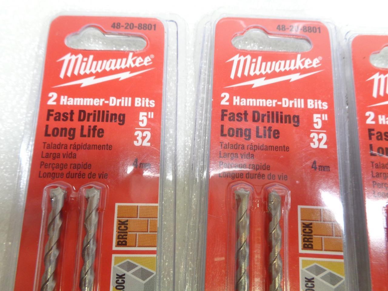 MILWAUKEE 5"-32 4mm LONG LIFE HAMMER-DRILL BITS 5 PAIRS 48-20-8801 R22T5