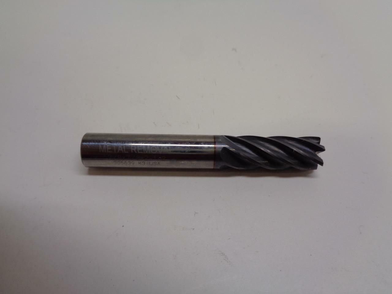 METAL REMOVAL CARBIDE END MILL 3/8"W/.020"CR TICN 3/8X7/8X2-1/2 305639 USA EMCBS