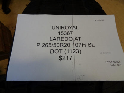 UNIROYAL LAREDO AT P 265 50 20 107H SL TIRE 15367 BQ4