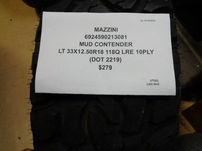 MAZZINI MUD CONTENDER LT 33 12.50 18 118Q LRE 10PLY TIRE 6924590213081 BQ4