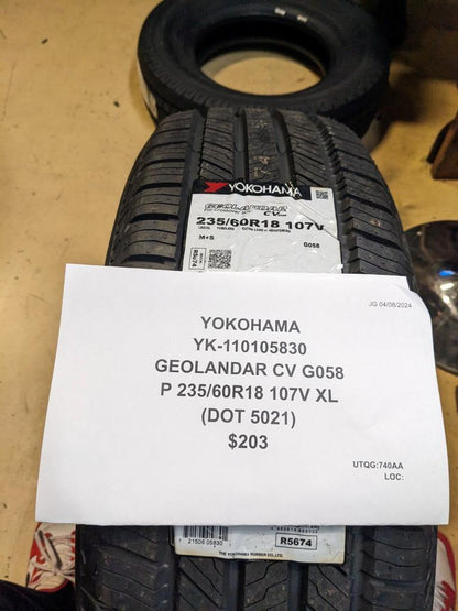 YOKOHAMA GEOLANDAR CV G058 P 235 60 18 107V XL TIRE 110105830 CQ3