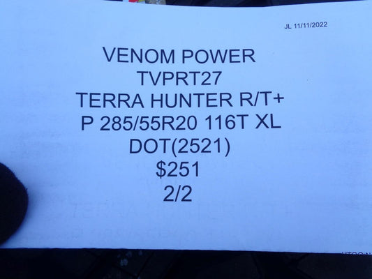 2 VENOM POWER TERRA HUNTER R/T+ P 285 55 20 116T XL TVPRT27 SU7