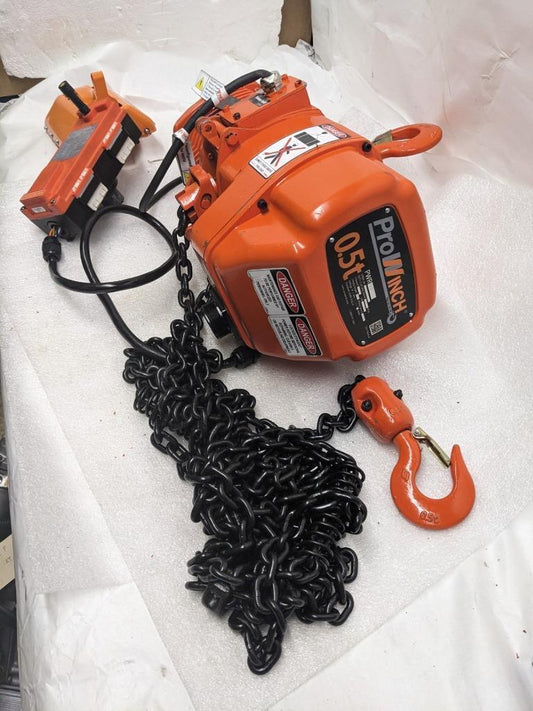PROWINCH PWR05i 1/2 TON ELECTRIC CHAIN HOIST 2 SPEED 20FT G100 CHAIN NEW BSR3.1