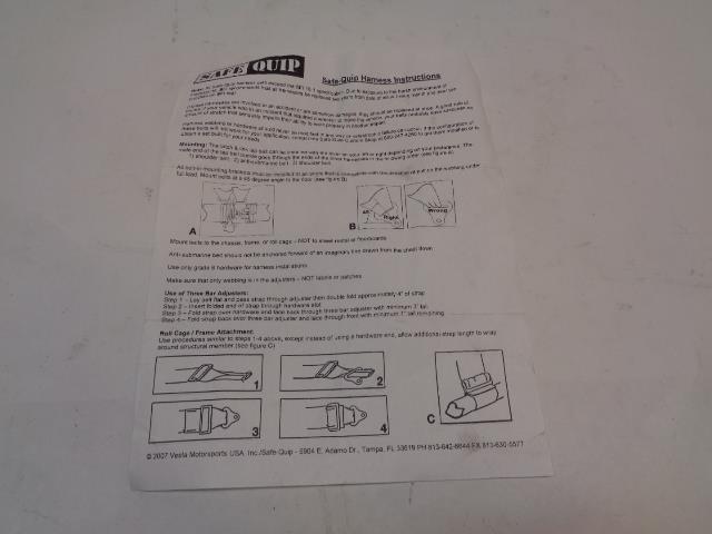 NOS SAFE QUIP 4 POINT V-BELT RACING HARNESS SFI 16.1 05.2008 SQP-713003 R18