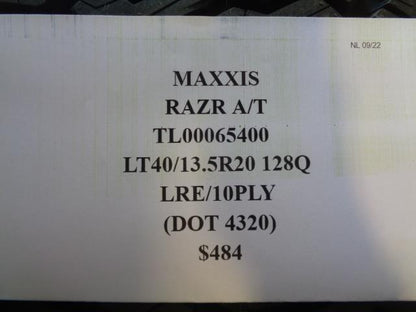 1 NEW MAXXIS RAZR AT  LT 40 13.5 20 128Q LRE TIRE TL00065400 Q2