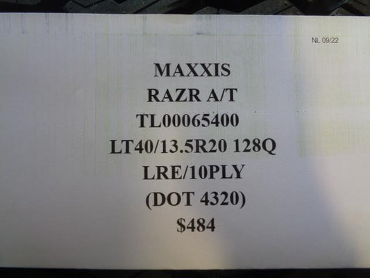 1 NEW MAXXIS RAZR AT  LT 40 13.5 20 128Q LRE TIRE TL00065400 Q2