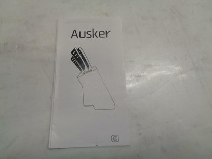 NEW AUSKER 6 PIECE STAINLESS STEEL KNIFE SET WITH BLOCK SR