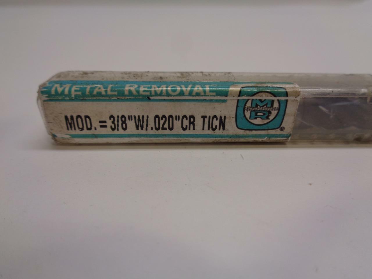 METAL REMOVAL CARBIDE END MILL 3/8"W/.020"CR TICN 3/8X7/8X2-1/2 305639 USA EMCBS