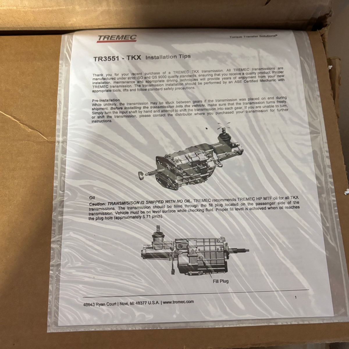 TREMEC TKX TRANSMISSION, MANUAL, TREMEC TKX 5 SPEED, 1-1/8 X 26, .68 5TH GM TCET17805