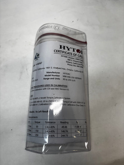 HYTORC 30 - 250 FT-LBS MANUAL TORQUE WRENCH MW-008-250-MFRMH