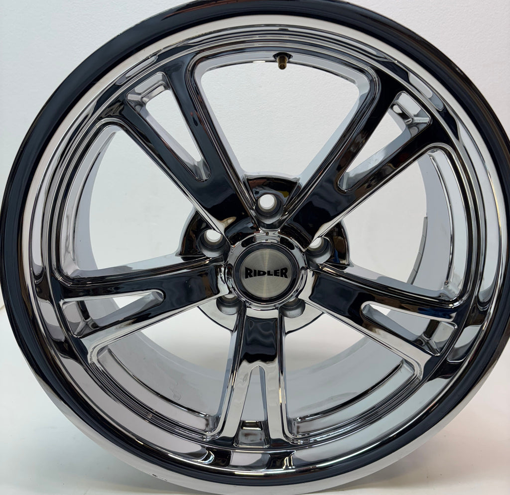 RIDLER CUSTOM WHEELS 606 CHROME WHEEL WITH ALLOY STEE 18 X 8 5x4.75 0 MM OFFSET