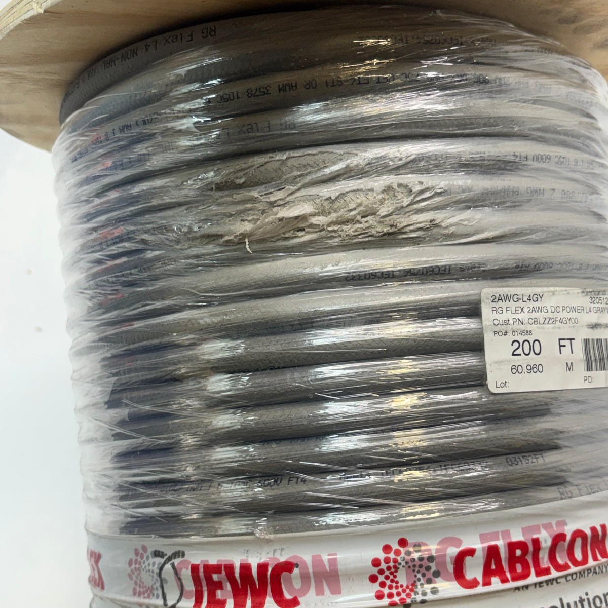 CABLCON RG FLEX 2AWG DC POWER L4 GRAY W/ BRAID 200FT 2AWG-L4GY
