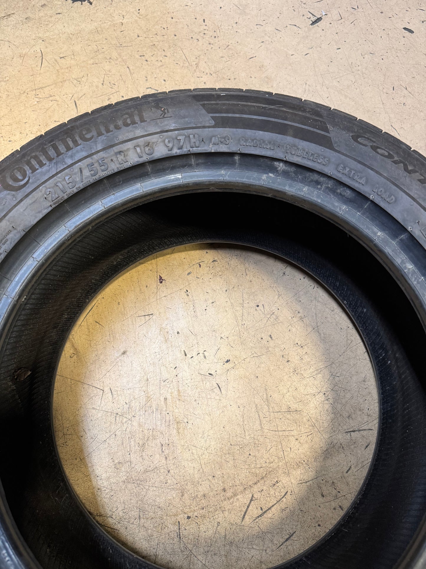 USED CONTINENTAL CONTROLCONTACT TOUR M A/S BSW P 215 55 16 97H XL TIRE 15575180000