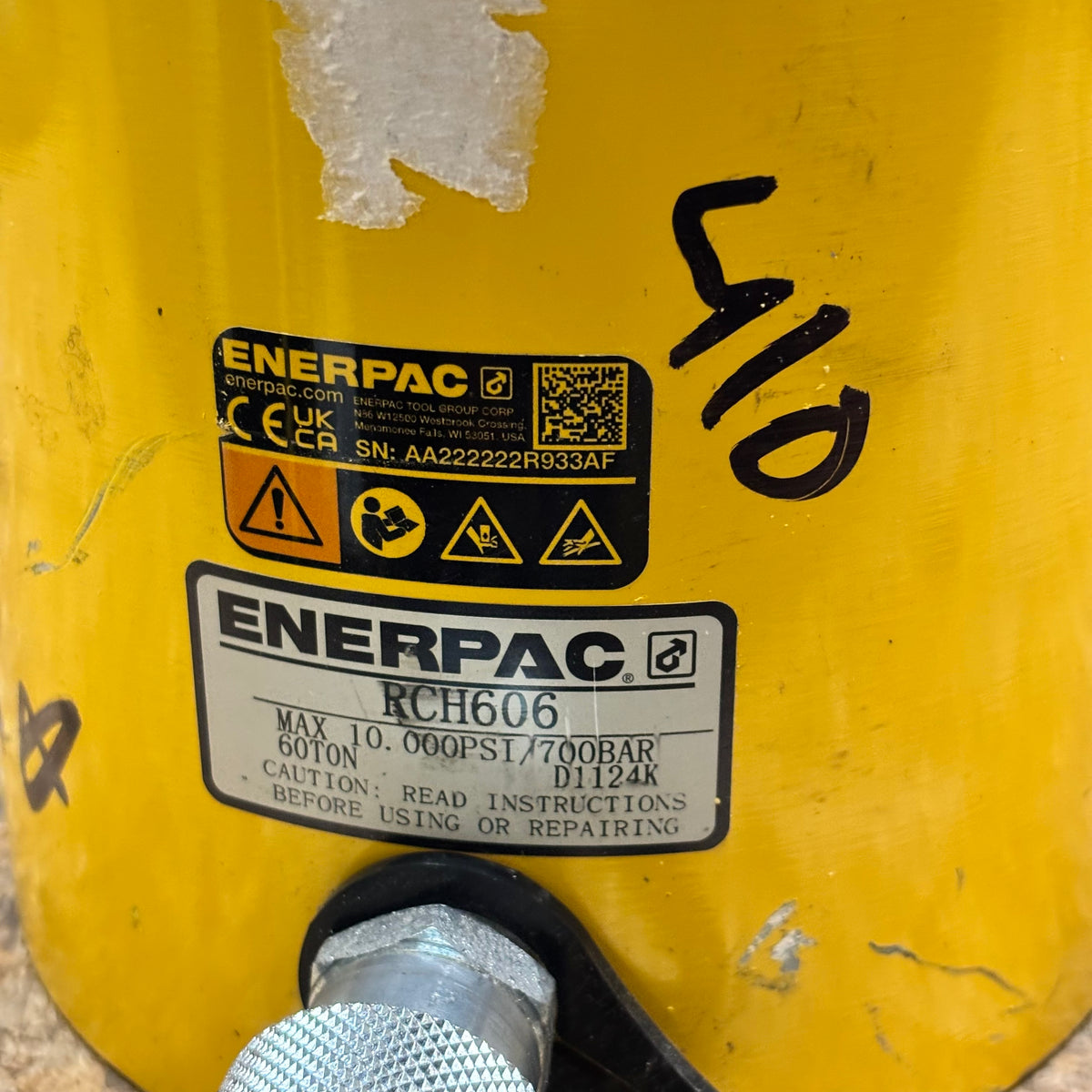 ENERPAC RCH606 63.6 TON CAPACITY, 6" STROKE HYDRAULIC CYLINDER