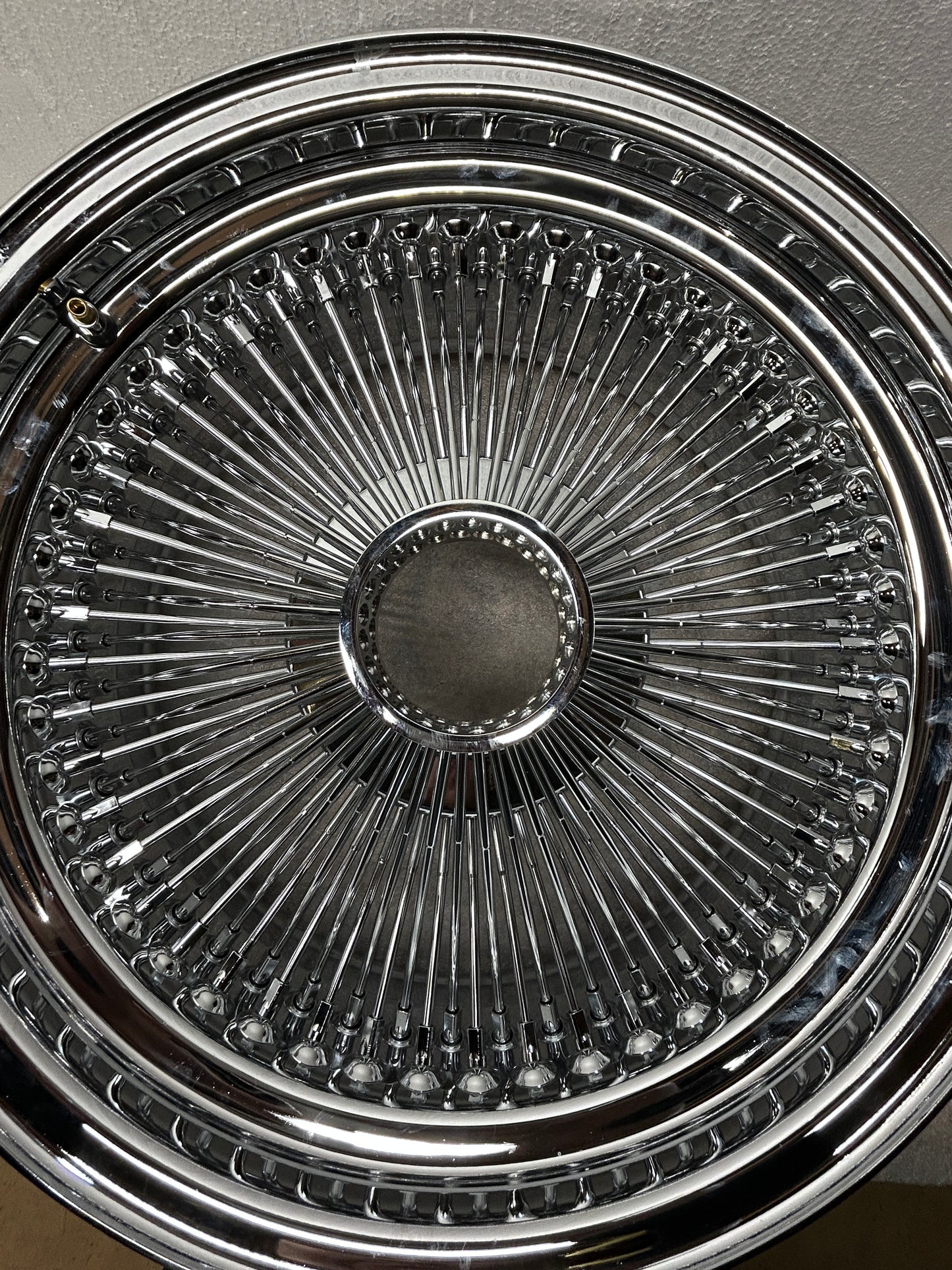 SINGLE 17X8 STANDARD 100 SPOKES ALL CHROME LOWRIDER WIRE WHEEL RIMS
