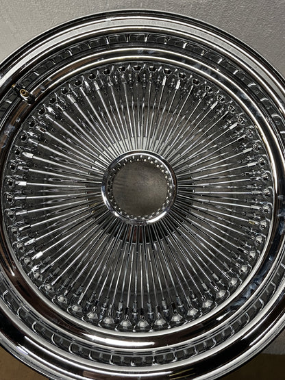 SINGLE 17X8 STANDARD 100 SPOKES ALL CHROME LOWRIDER WIRE WHEEL RIMS