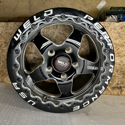WELD RACING VENTURA BEAD LOCK 15X10 ET50 5X120.65 GLOSS BLACK WHEEL S904B0063P50