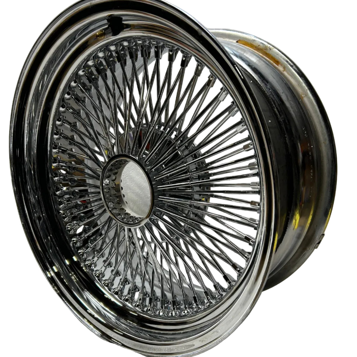 SINGLE 17X8 STANDARD 100 SPOKES ALL CHROME LOWRIDER WIRE WHEEL RIMS