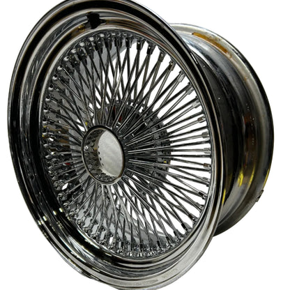 SINGLE 17X8 STANDARD 100 SPOKES ALL CHROME LOWRIDER WIRE WHEEL RIMS