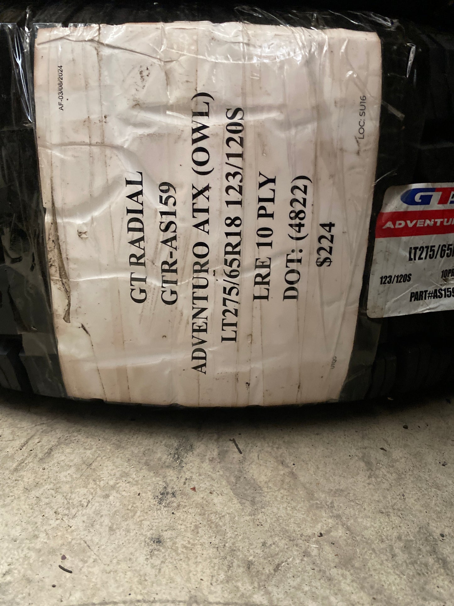 GT RADIAL ADVENTURO ATX OWL OWL LT 275 65 18 123/120S LRE 10PLY ALL TERRAIN TIRE AS159