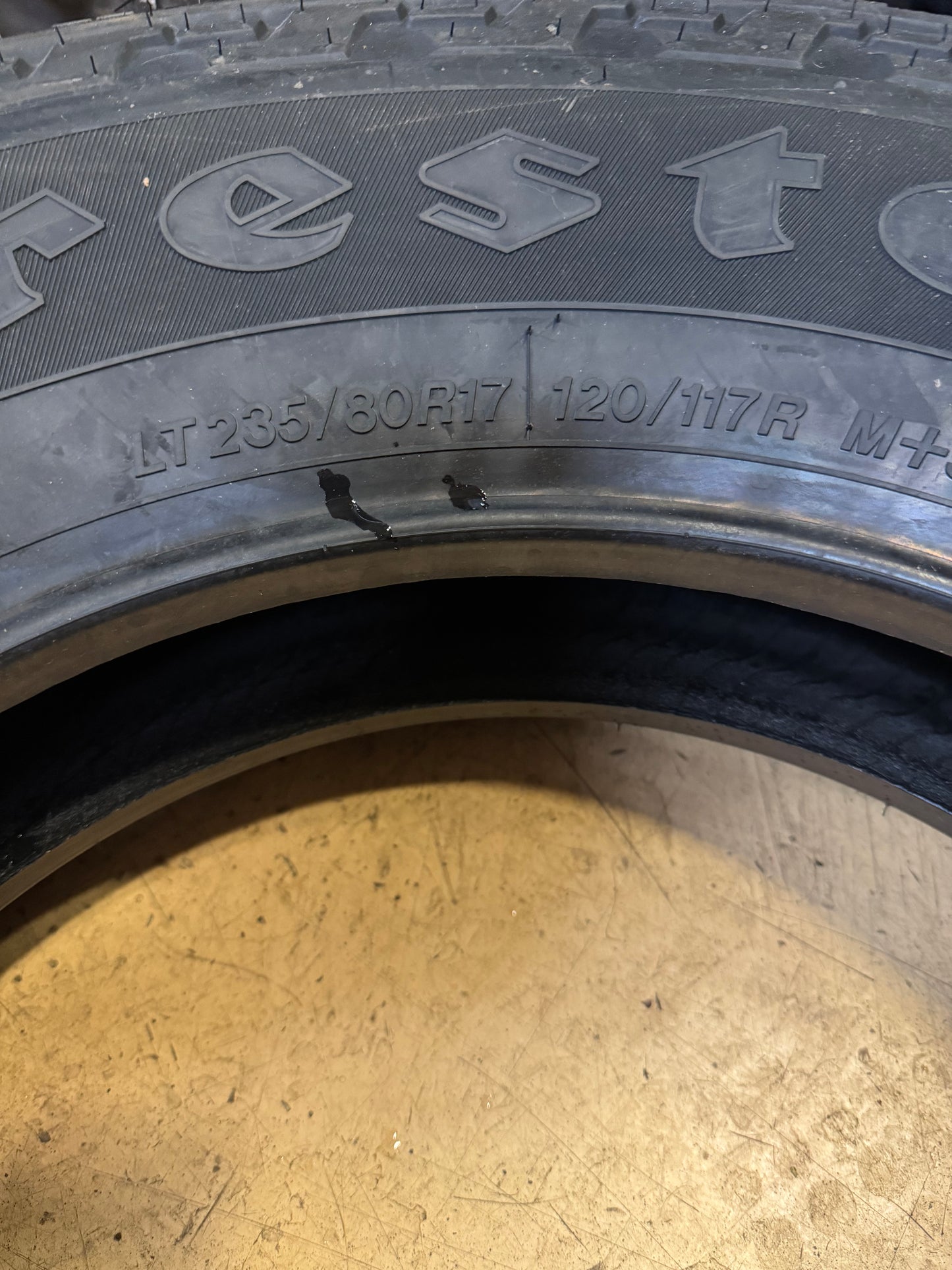 2 FIRESTONE TRANSFORCE AT2 BSW LT 235 80 17 120/117R 10PLY ALL SEASON TIRE 000185