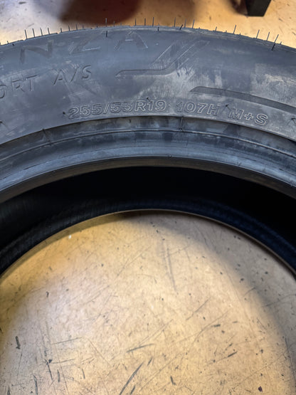 2 BRIDGESTONE ALENZA SPORT A/S BSW P 255 55 19 107H UHP ALL SEASON TIRE 009022