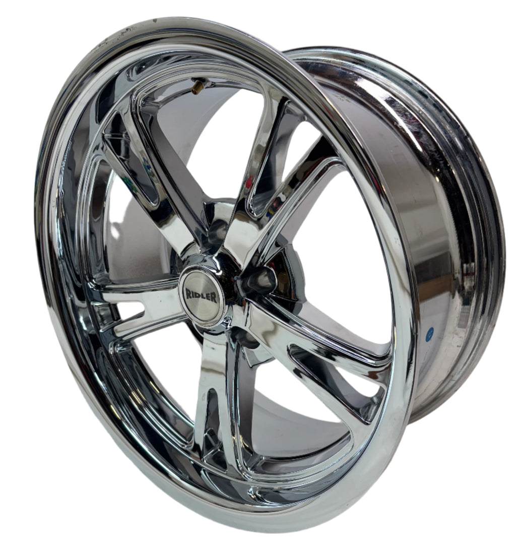RIDLER CUSTOM WHEELS 606 CHROME WHEEL WITH ALLOY STEE 18 X 8 5x4.75 0 MM OFFSET